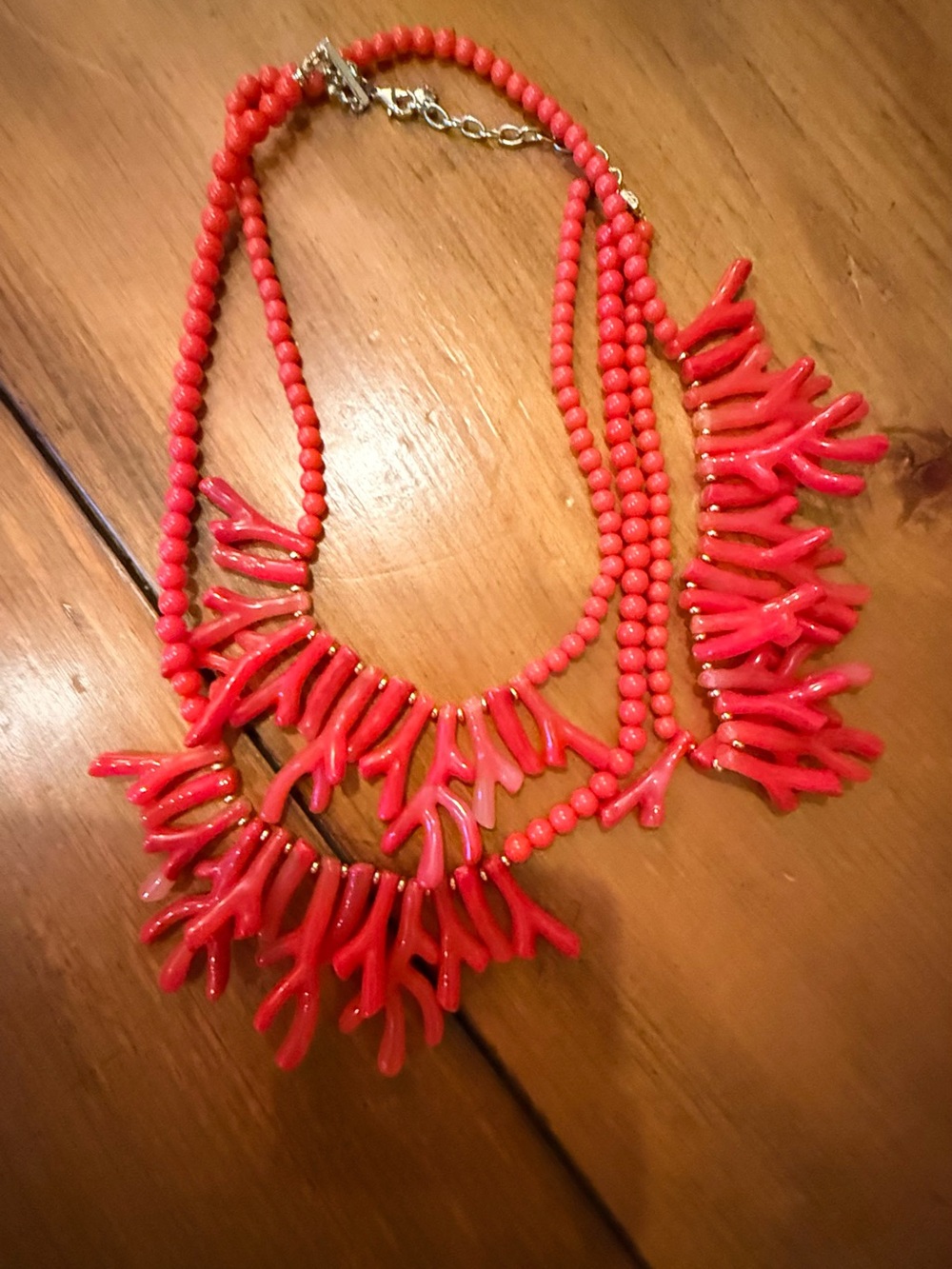 Red Coral-Style Beaded Statement Necklace - Women Jewelry